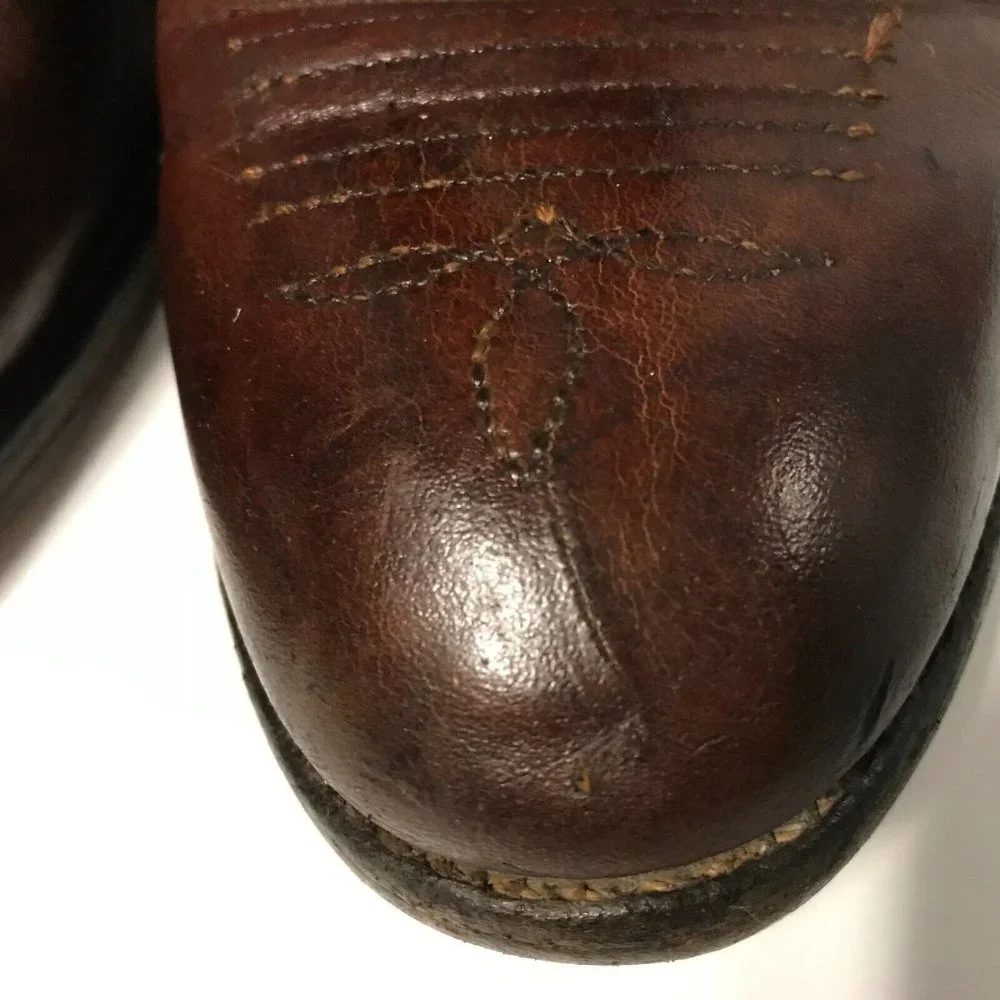 Double H Mens 9.5D Brown Leather Western Heeled Boots U.S.A. - Picture 7 of 12